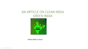 AN ARTICLE ON CLEAN INDIA GREEN INDIA